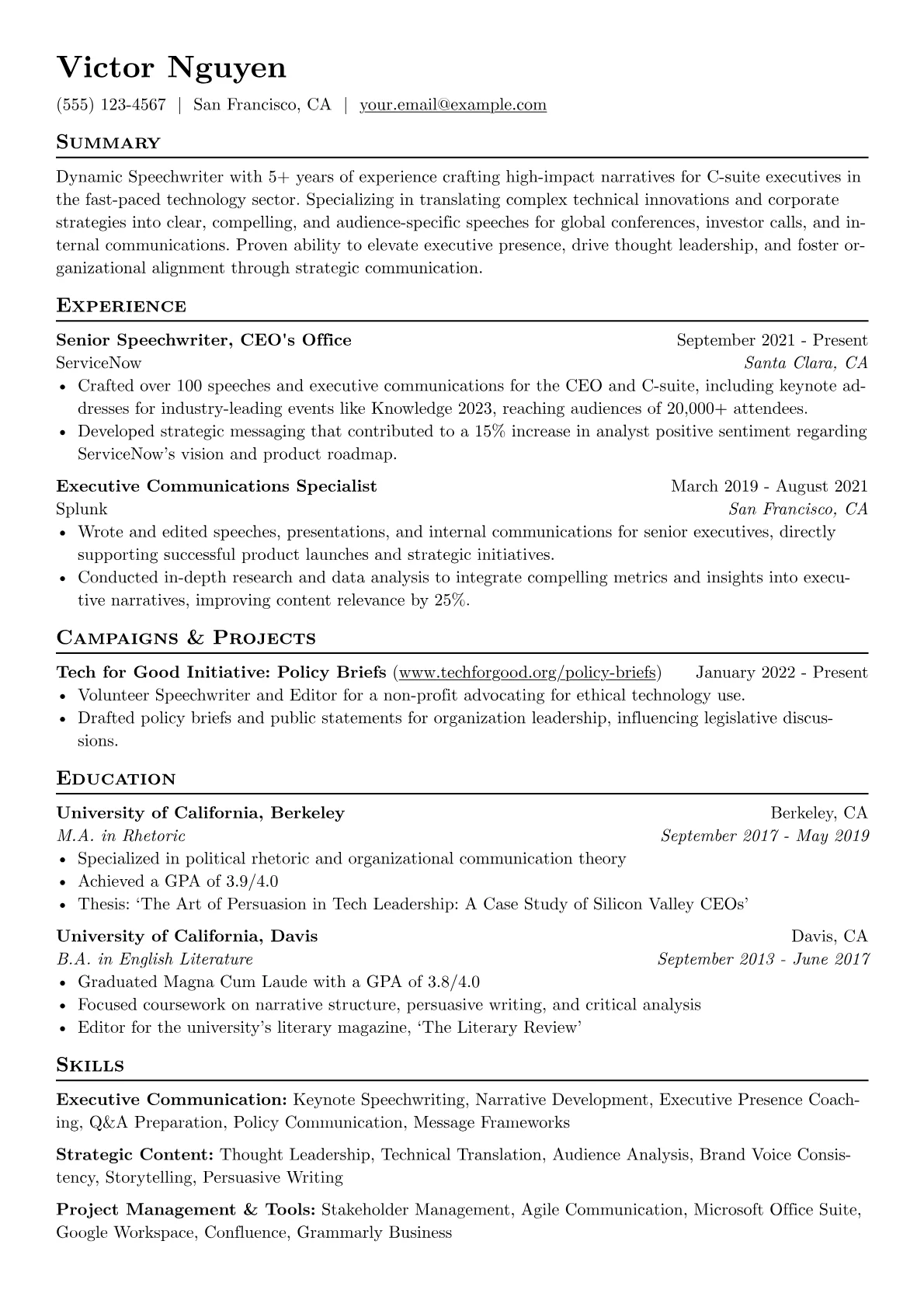 Executive Communication version - Page 1