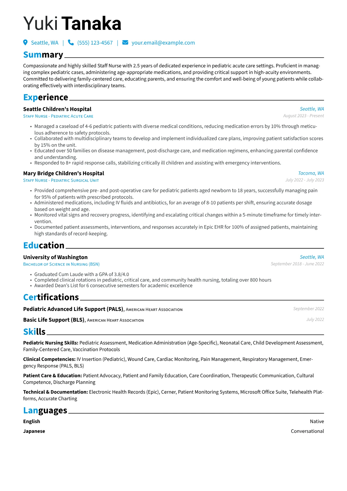 Pediatric Staff Nurse version - Page 1