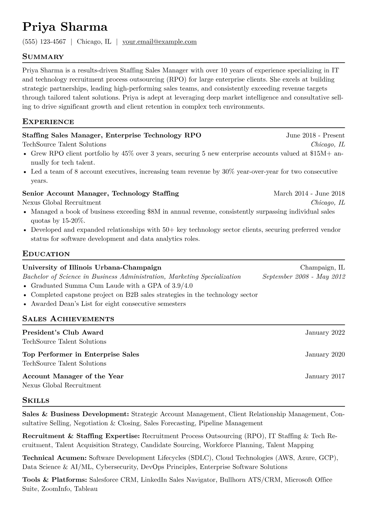 Staffing Sales Manager version - Page 1