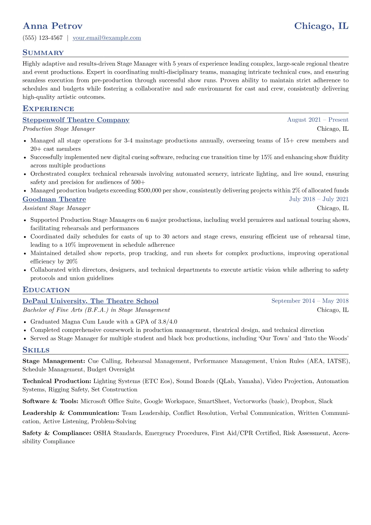 Stage Management version - Page 1