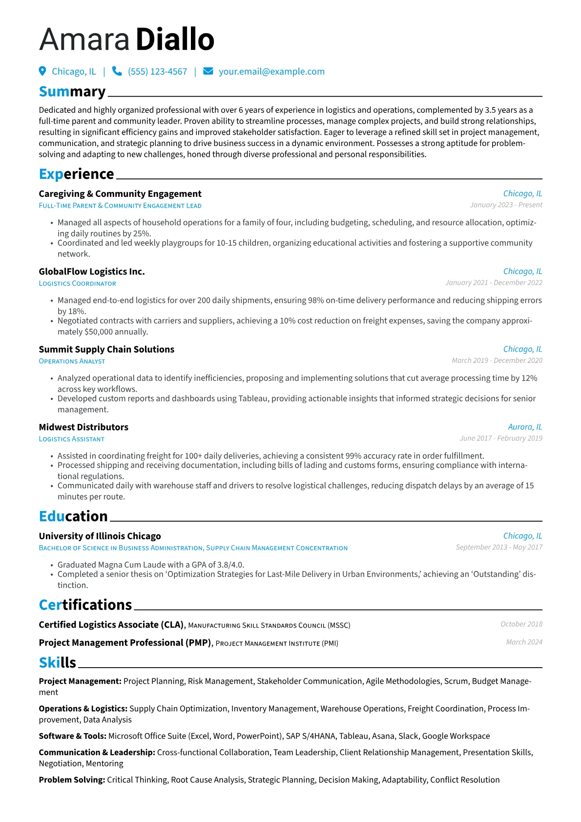 Stay at Home Dad resume example, Stay-at-Home Dad, page 1