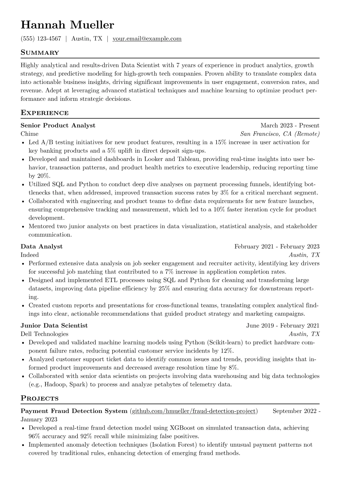 Stripe resume example, Programming & Databases, page 1
