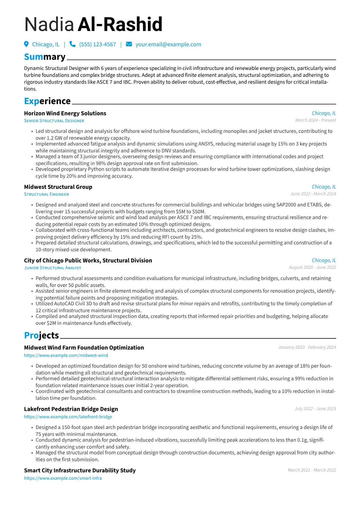 Structural Designer resume example, Structural Designer, page 1