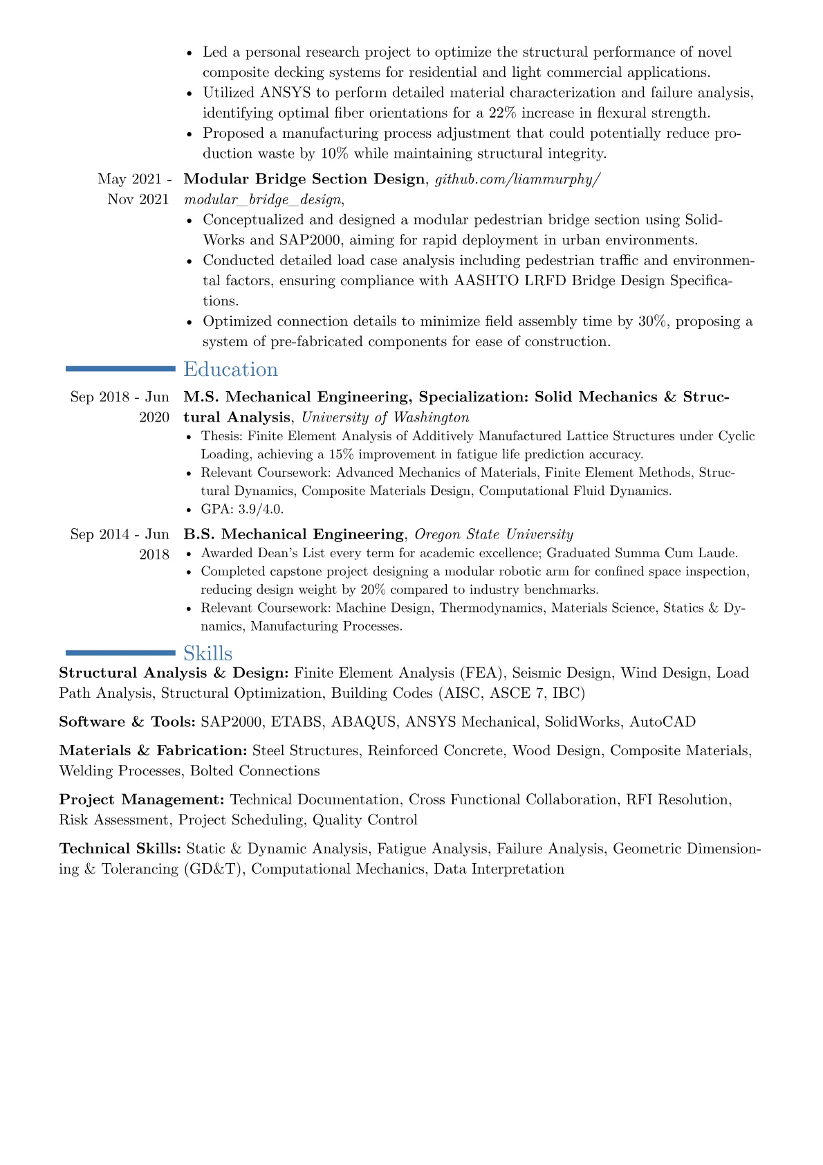 Structural Designer resume example, Career changer, page 2