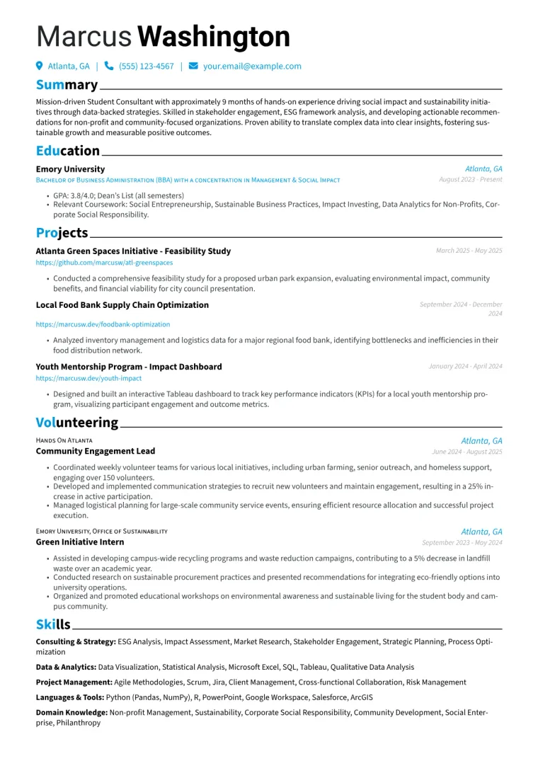 Student Consultant Resume Examples + Free Template (2026)