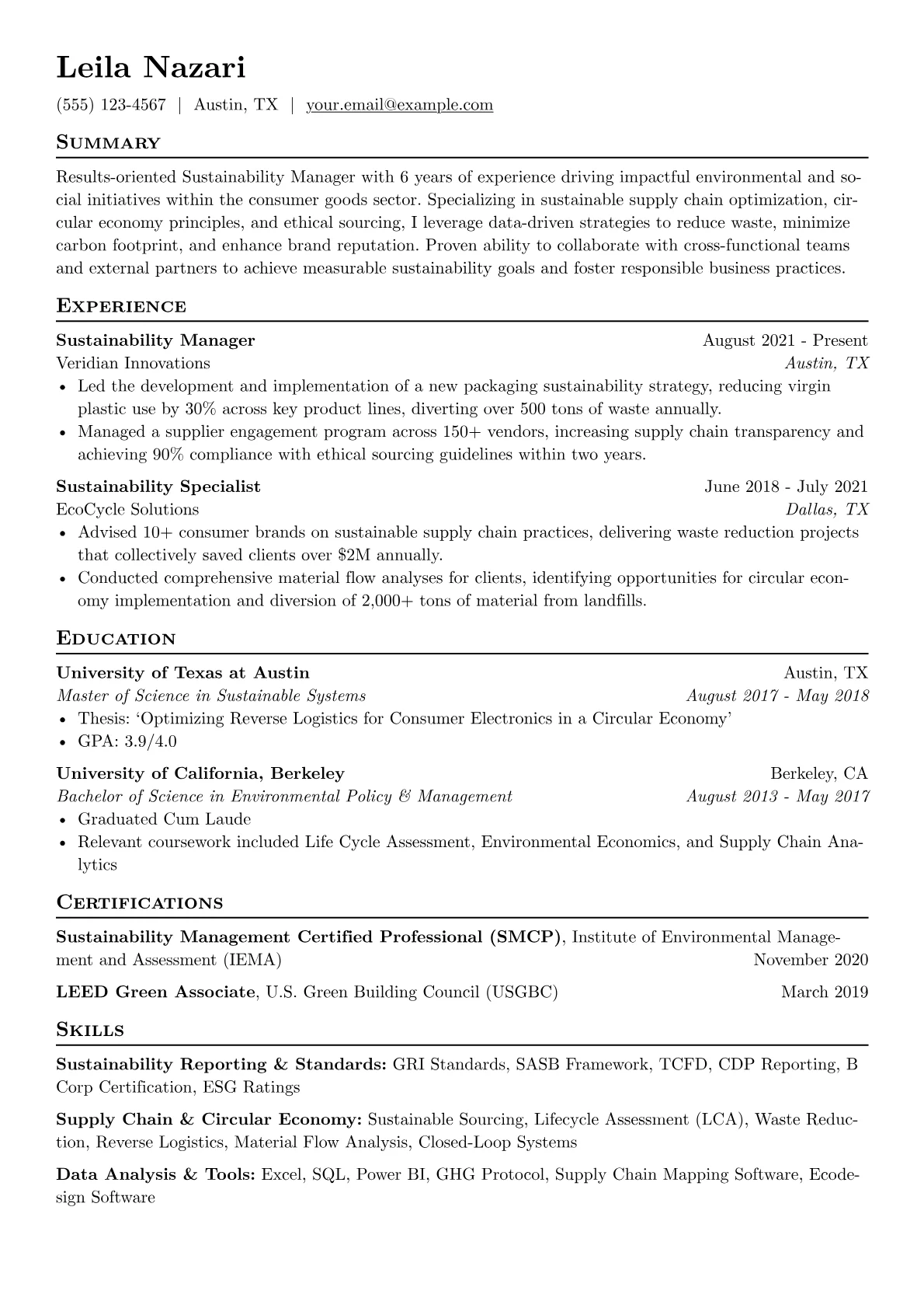 Sustainability Reporting version - Page 1