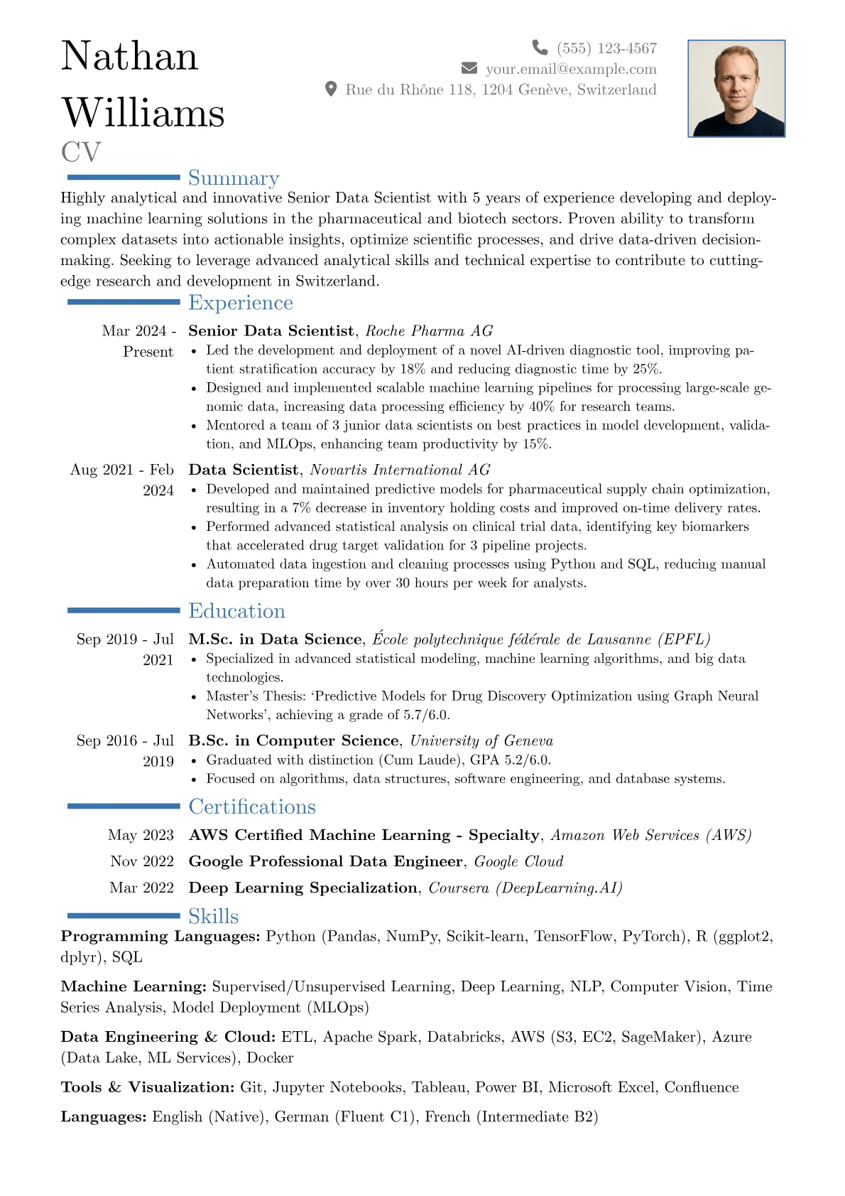 Swiss CV Example version - Page 1