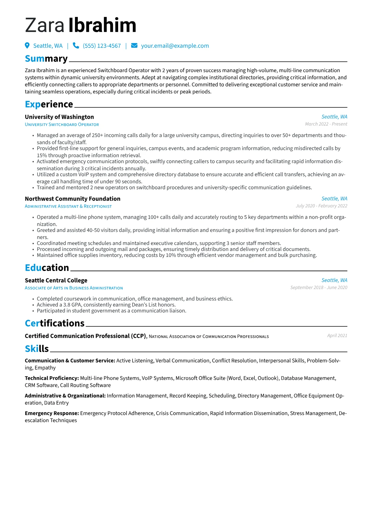 University Switchboard version - Page 1