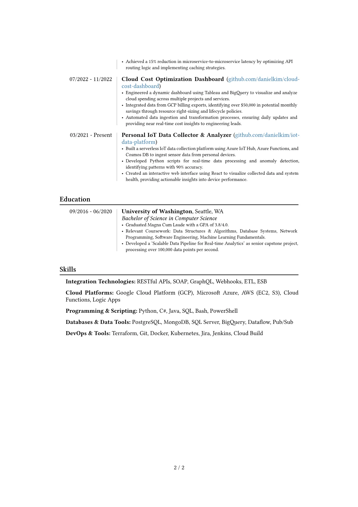 System Integration Engineer resume example, Career changer, page 2