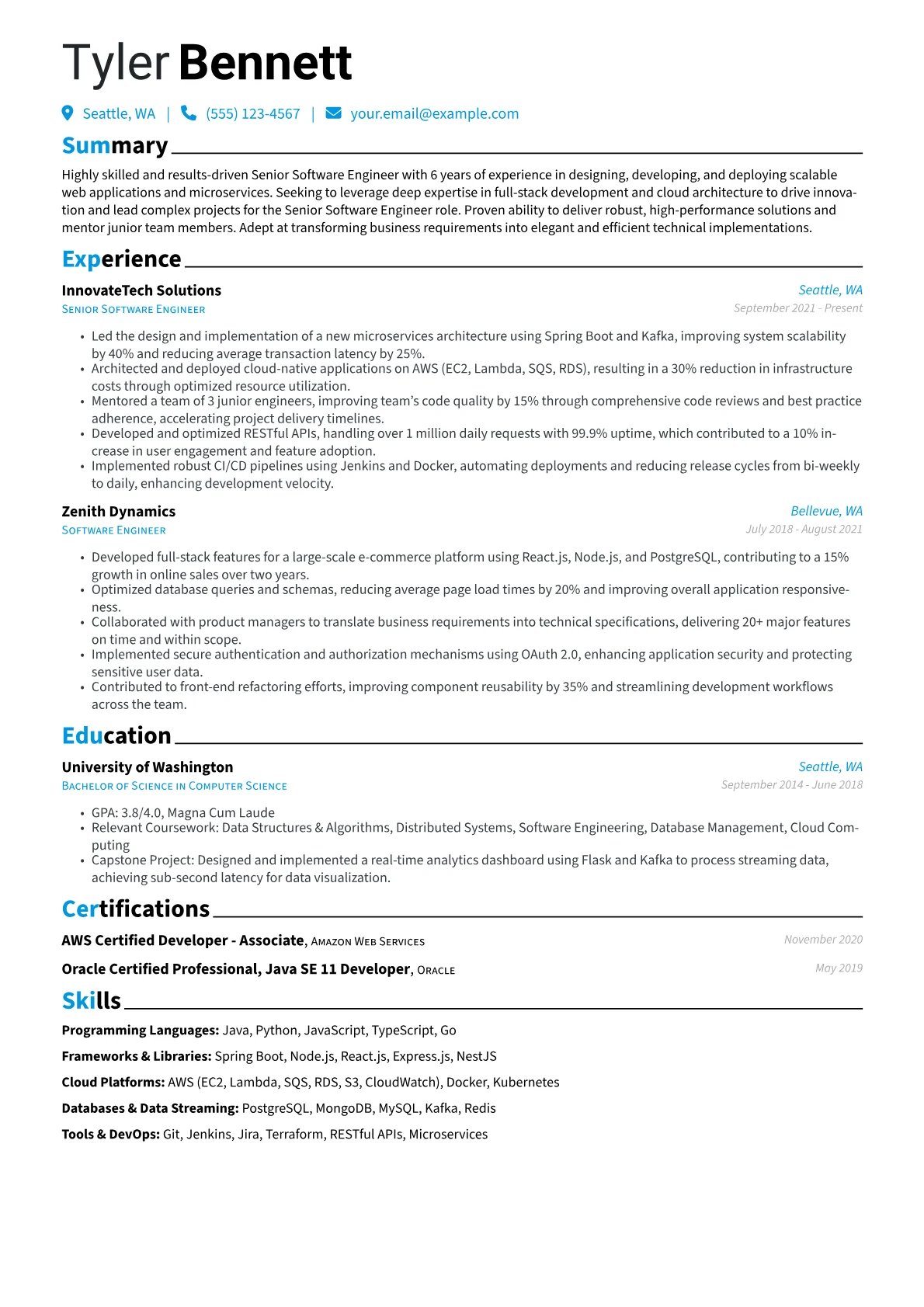 Targeted resume example, Targeted, page 1