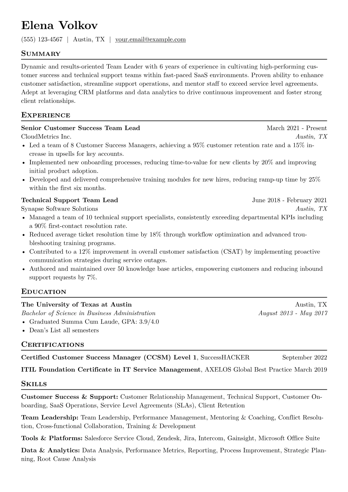 SaaS Customer Success version - Page 1