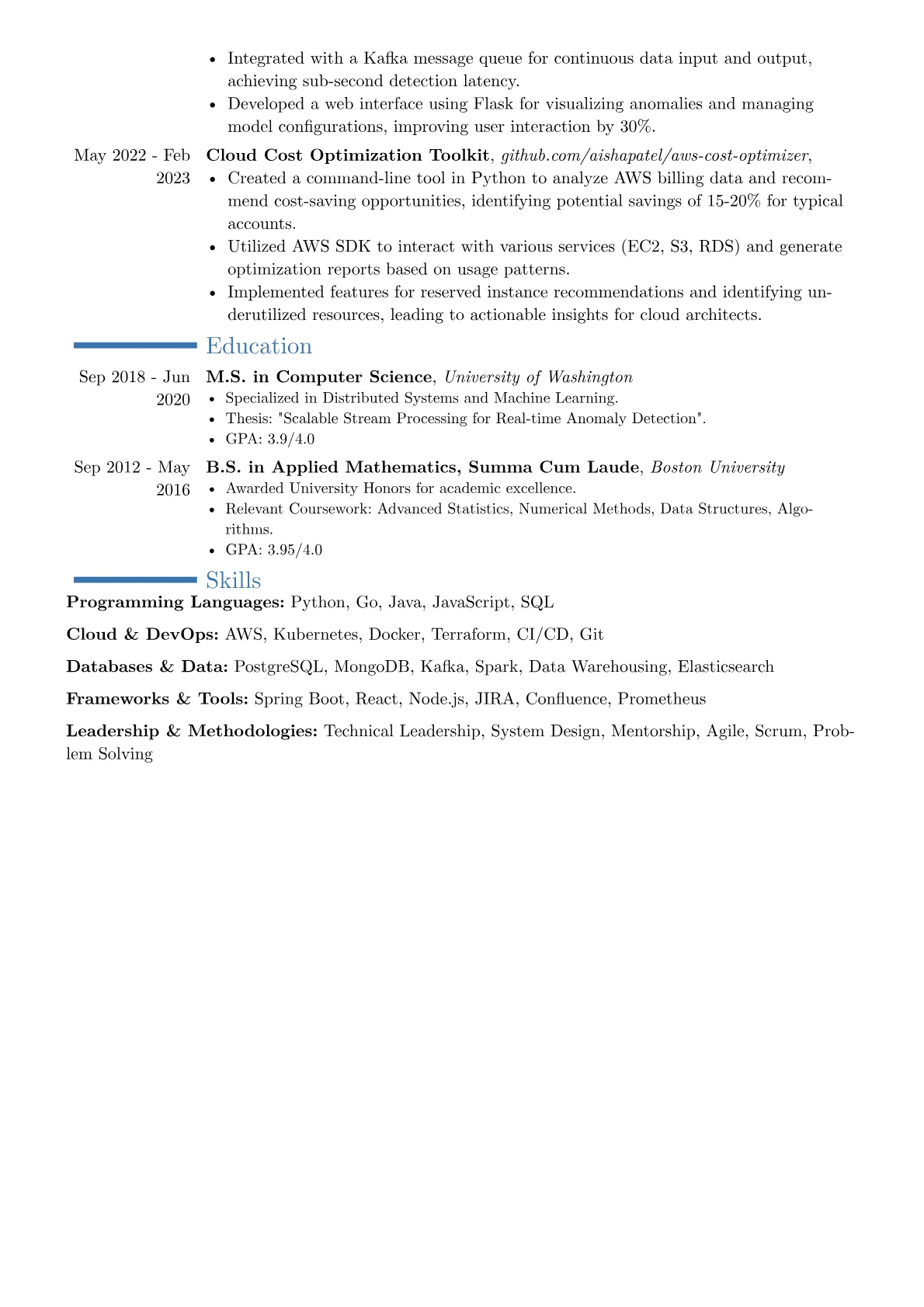 Tech Lead resume example, Career changer, page 2