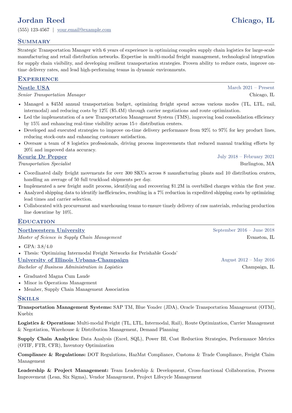 Transportation Manager version - Page 1