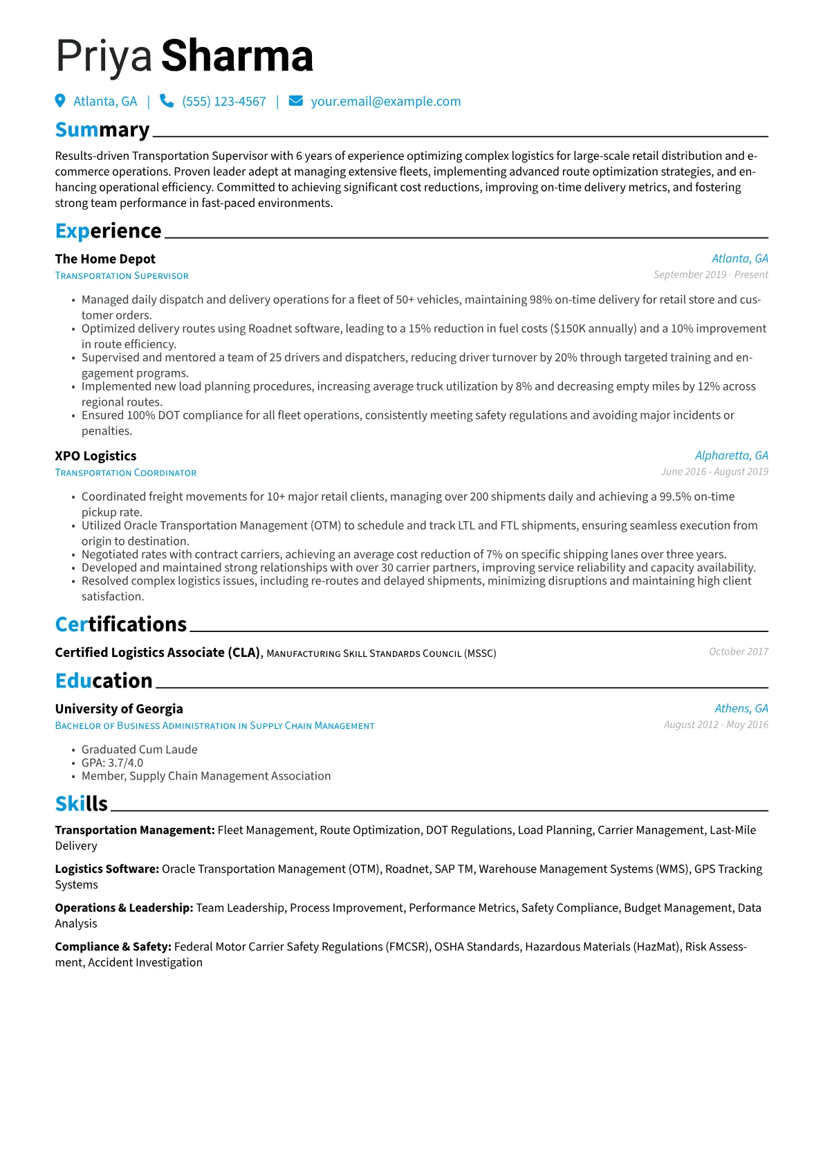 Transportation Management version - Page 1