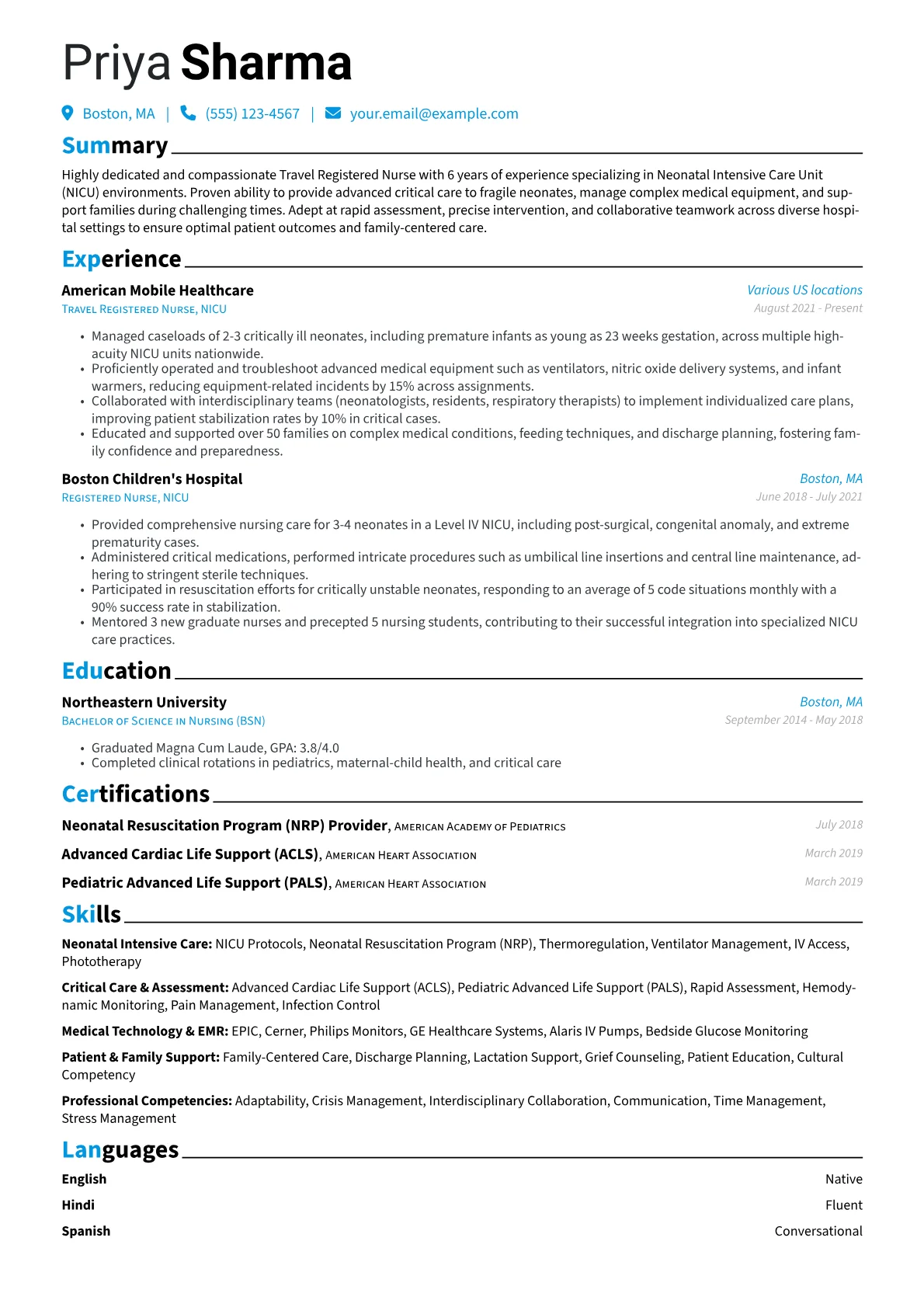 Travel RN NICU Specialist version - Page 1