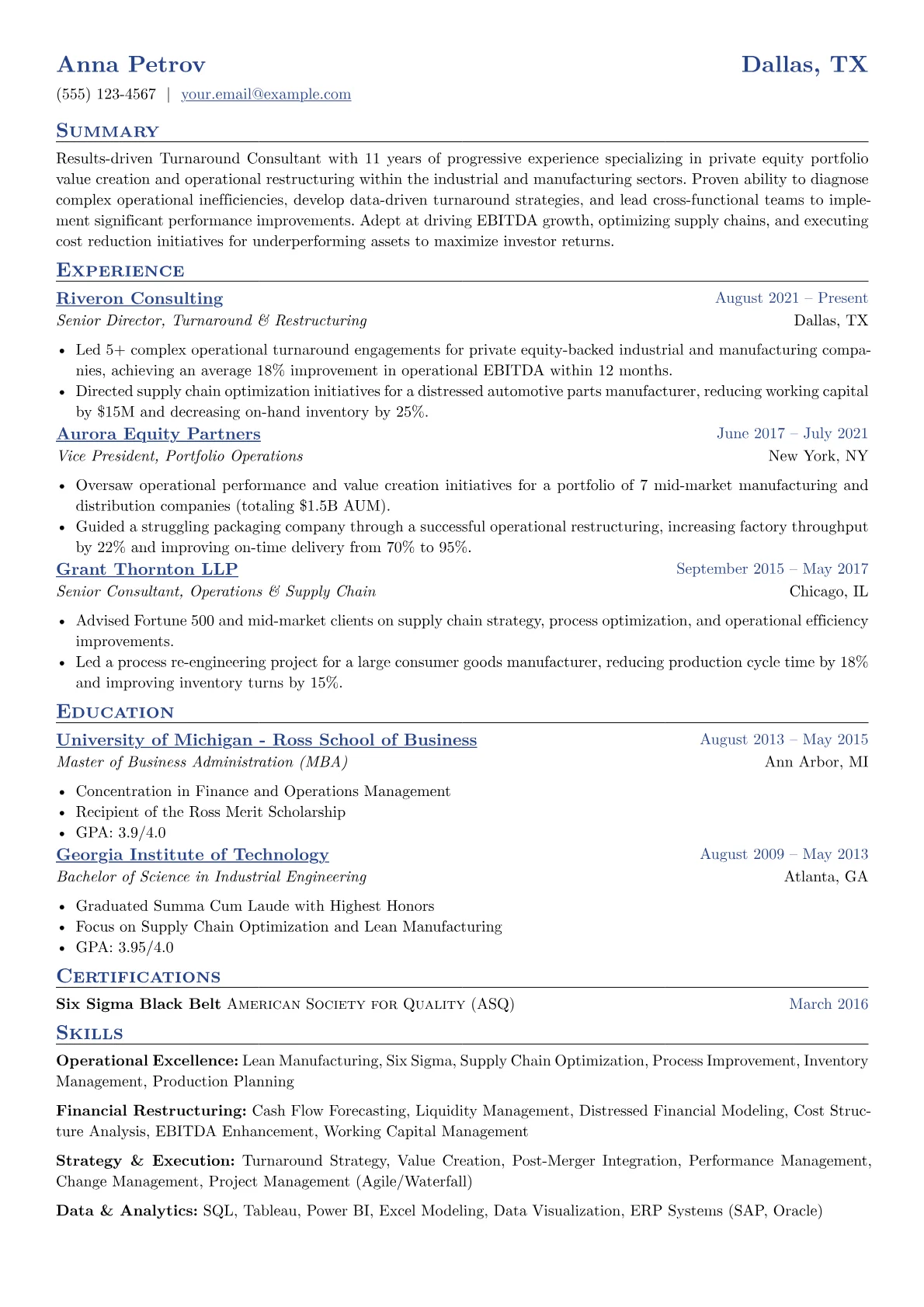 Private Equity version - Page 1