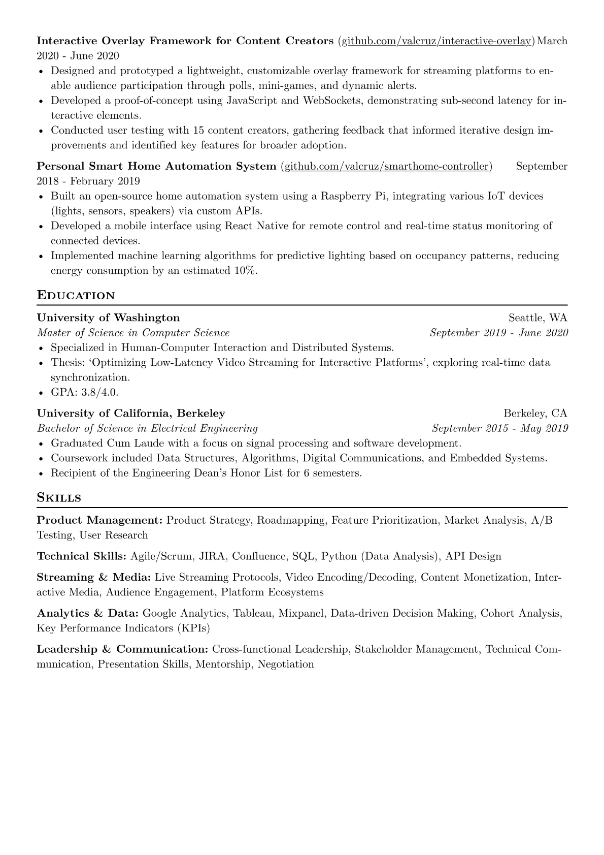 Twitch resume example, Product Manager, page 2