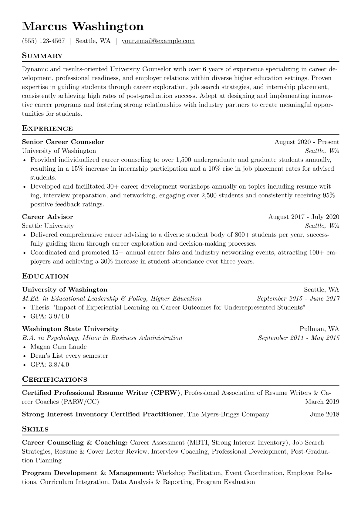 Career Development version - Page 1