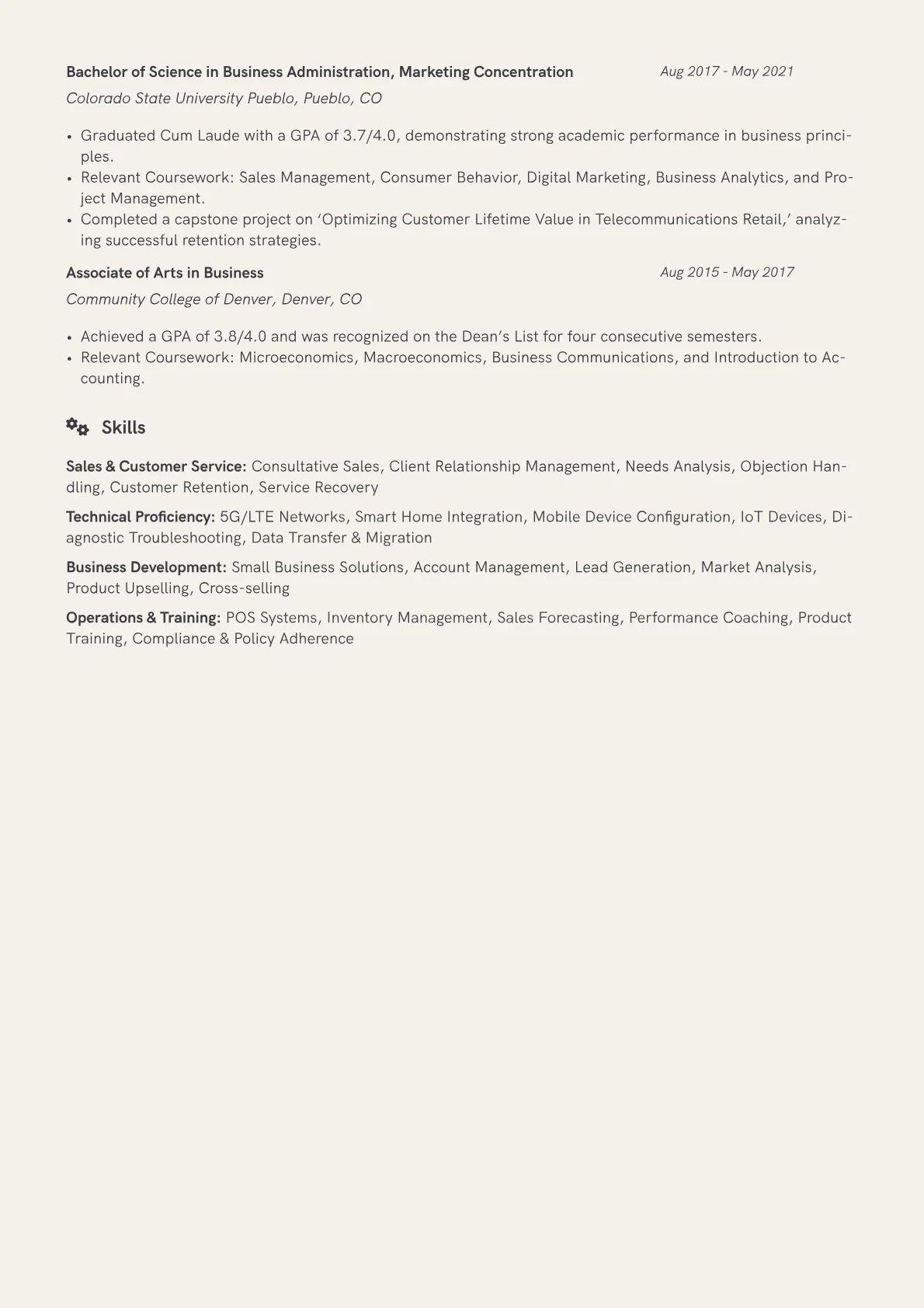 US Cellular Retail Wireless Consultant resume example, Sales & Customer Service, page 2