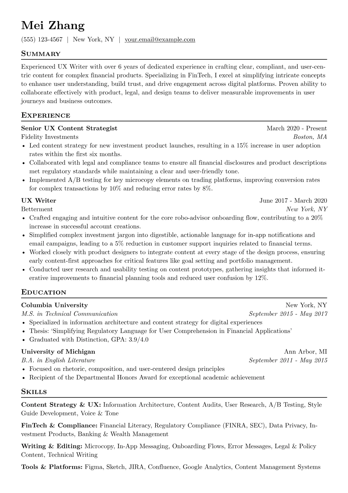 FinTech UX Writer version - Page 1