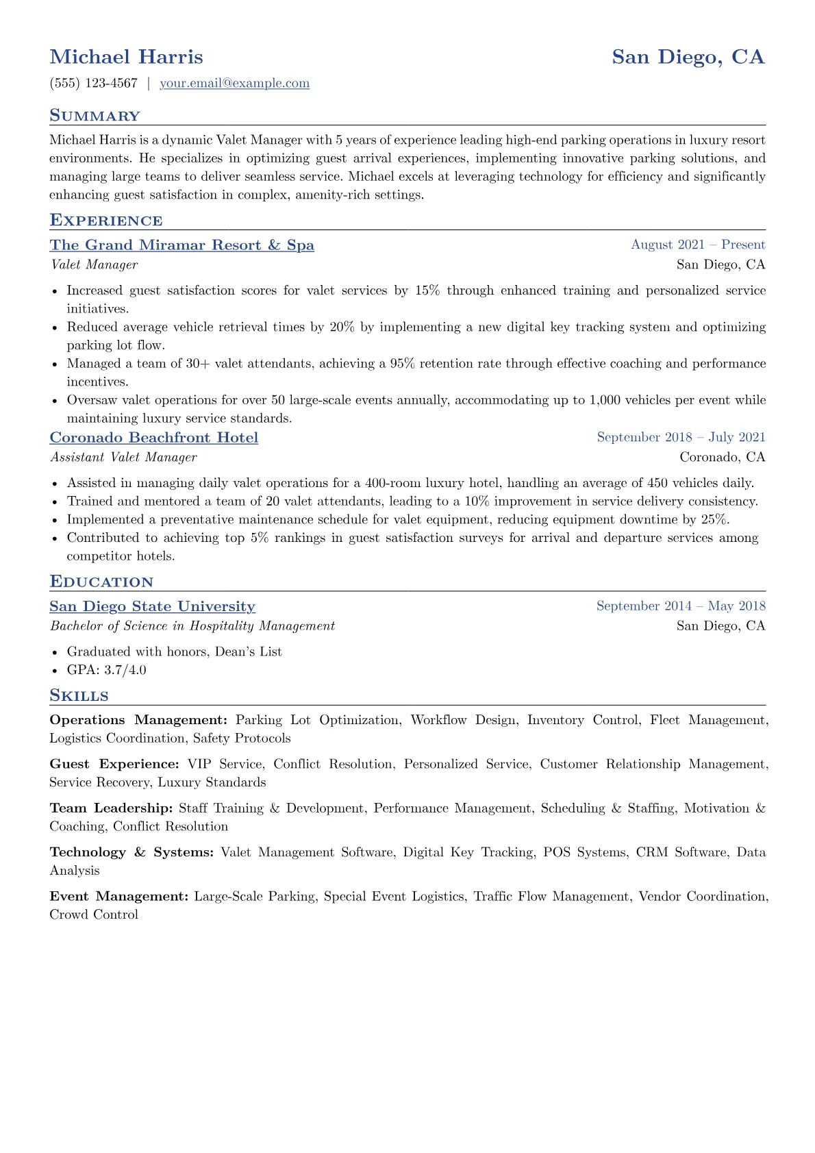 Valet Manager version - Page 1