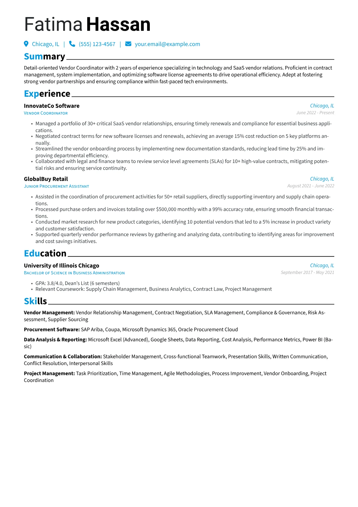 Vendor Coordinator version - Page 1
