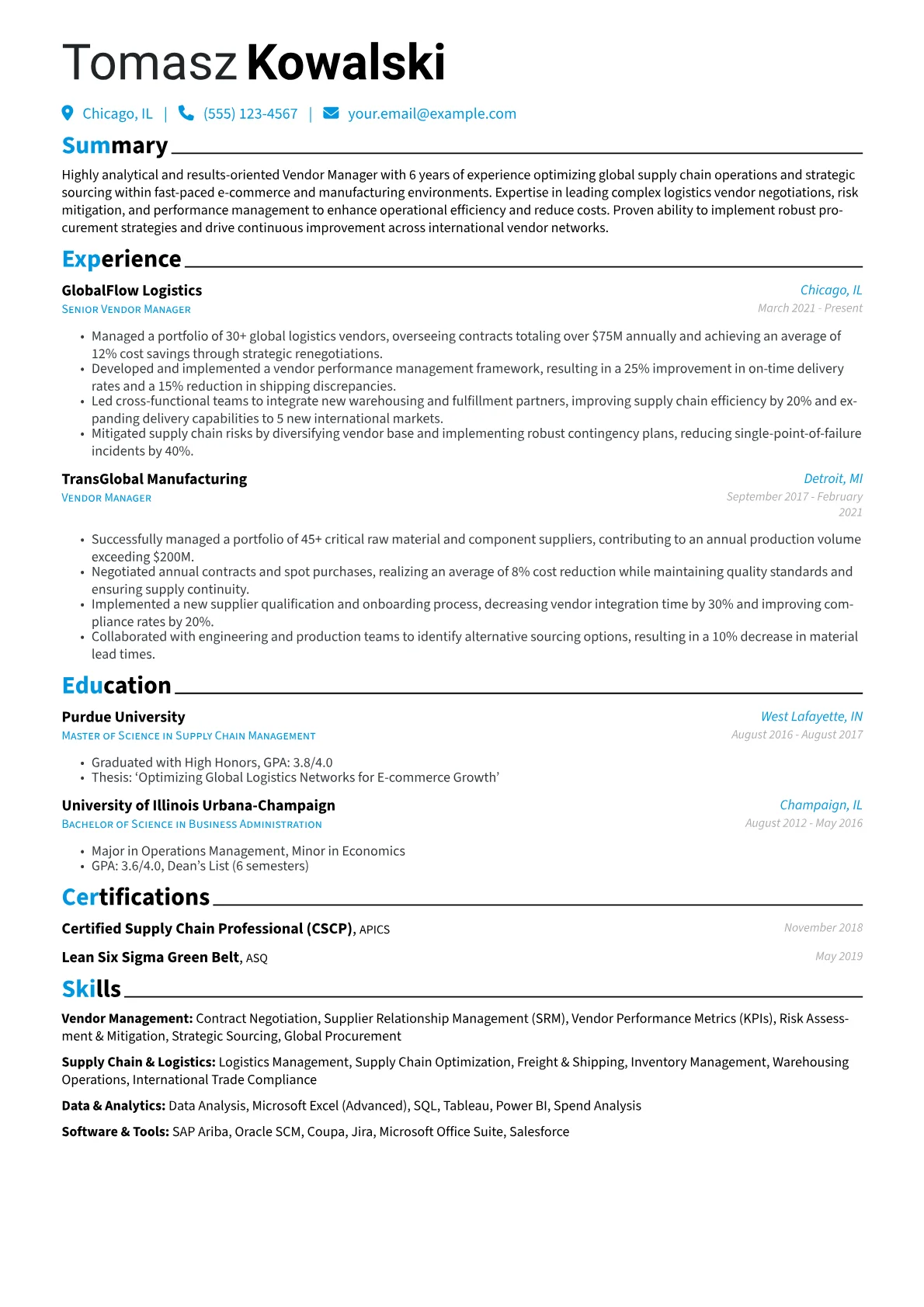 Vendor Manager version - Page 1