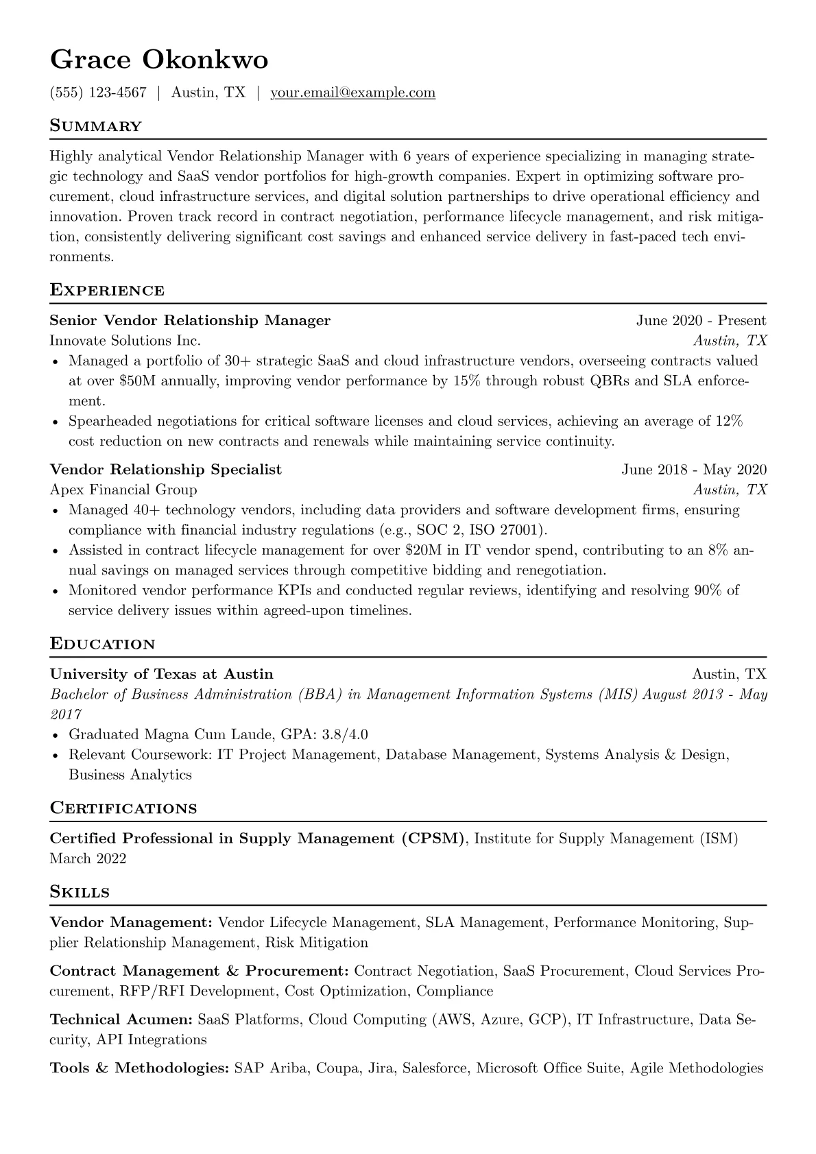 Vendor Relationship version - Page 1
