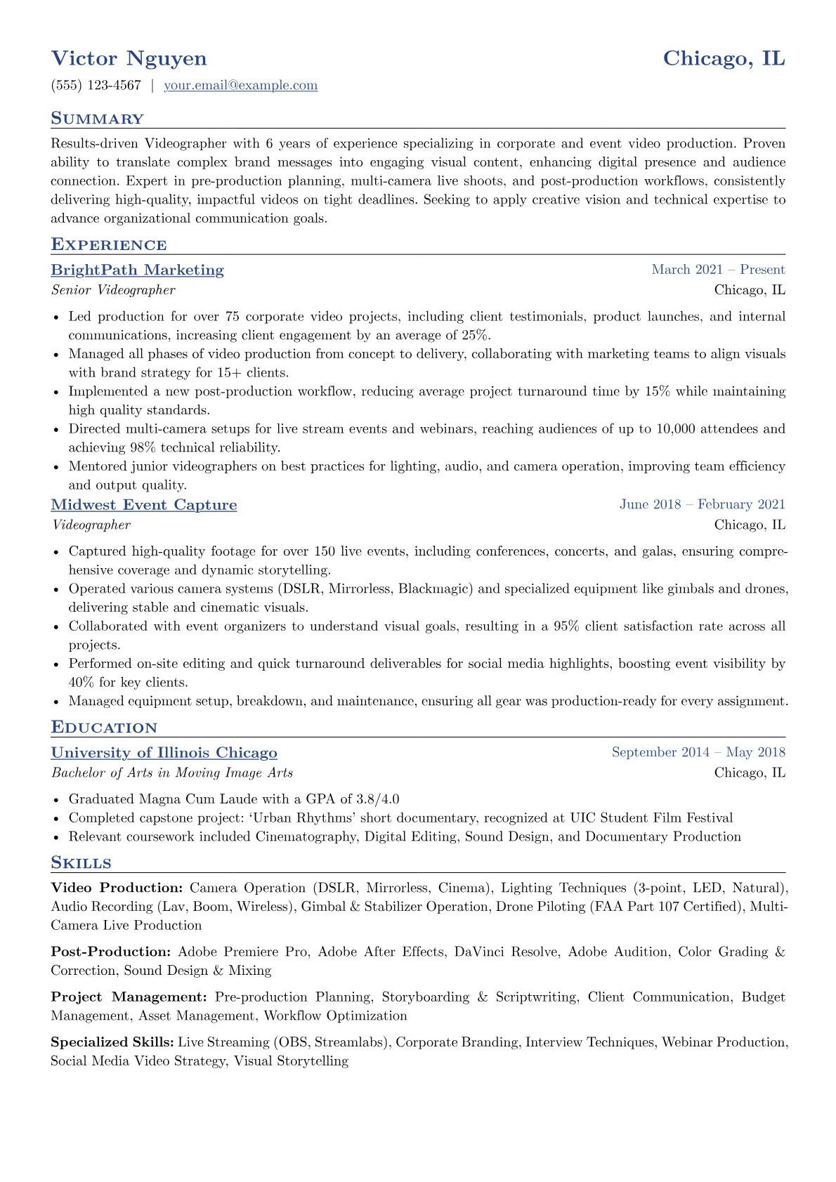 Videographer version - Page 1