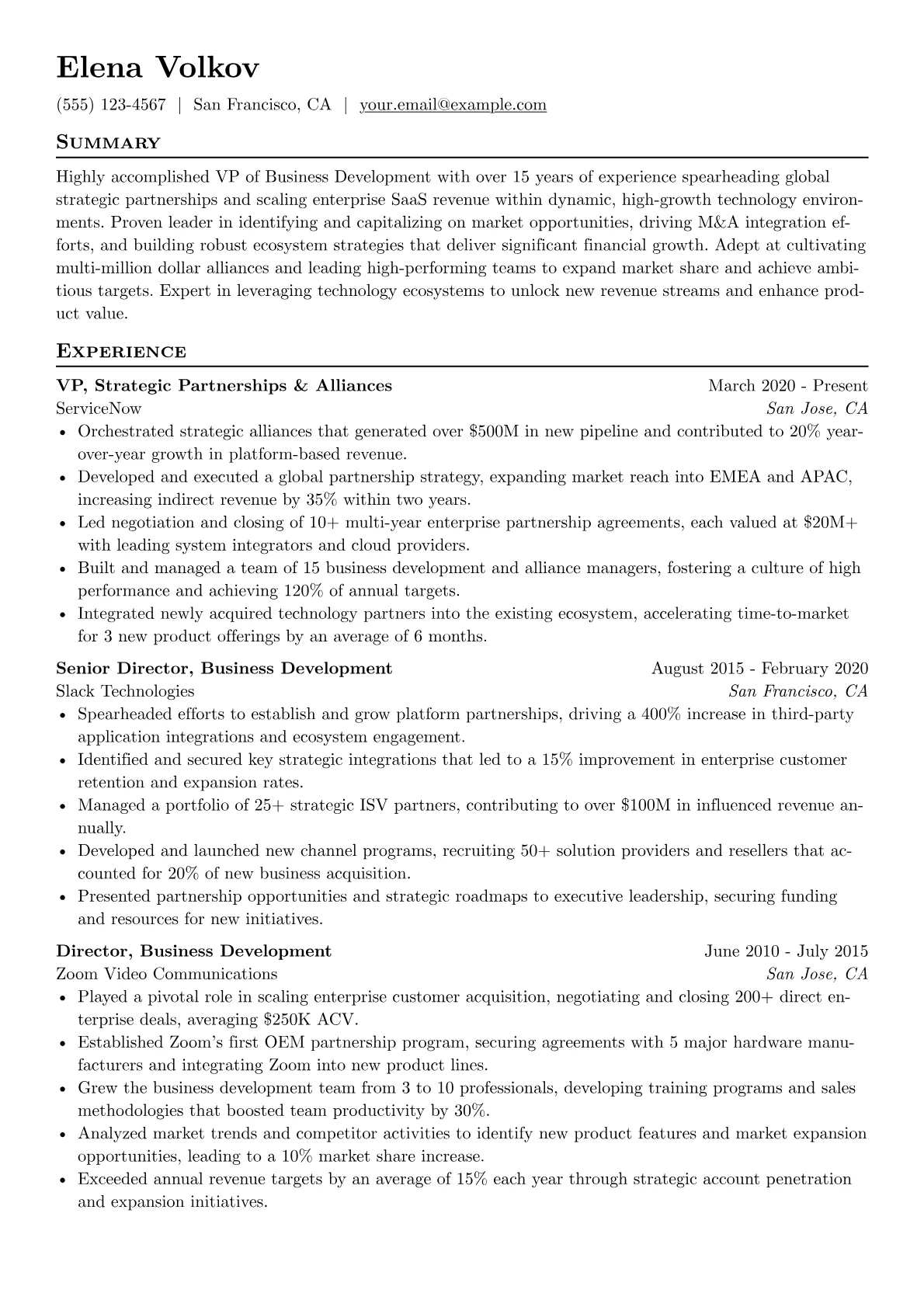 VP of Business version - Page 1