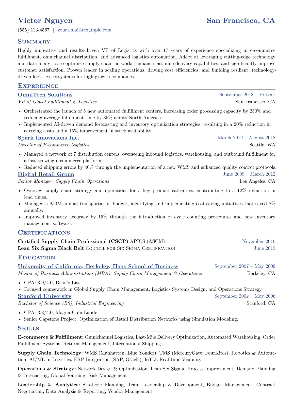 VP of E-commerce Logistics version - Page 1