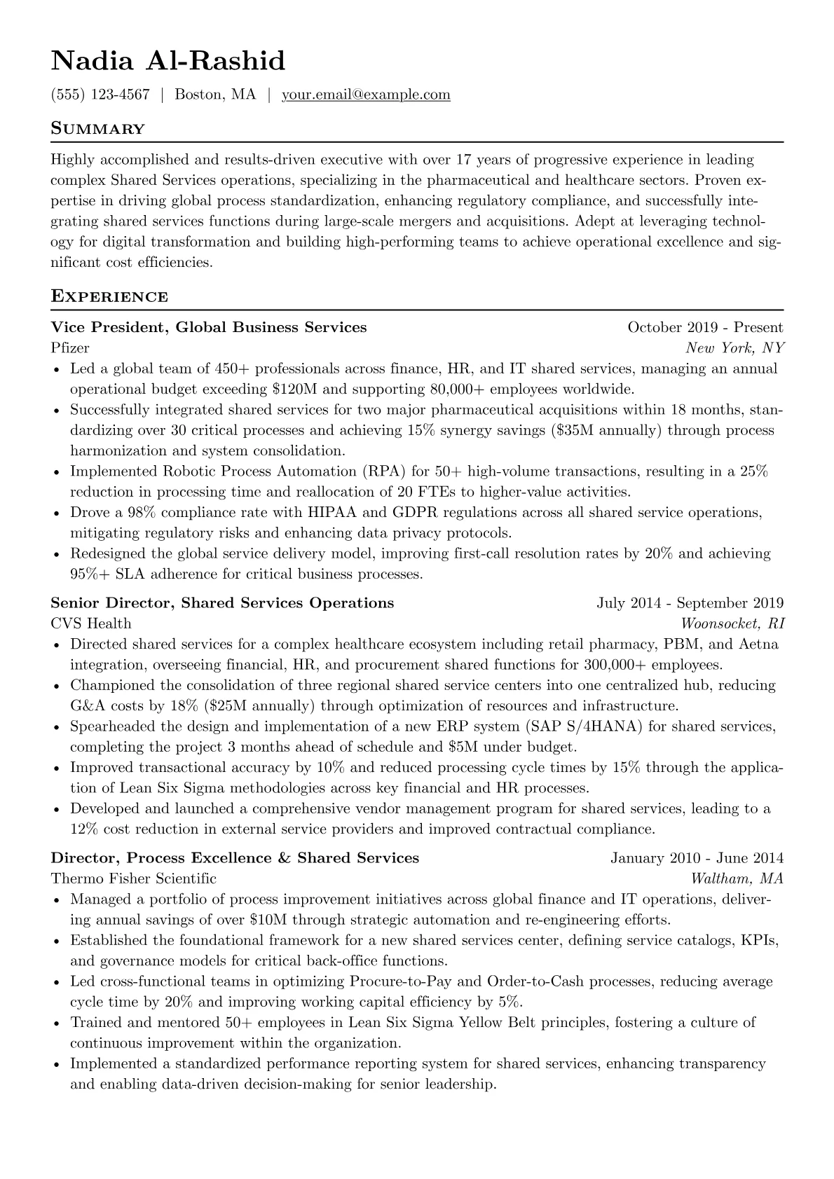VP of Shared Services version - Page 1