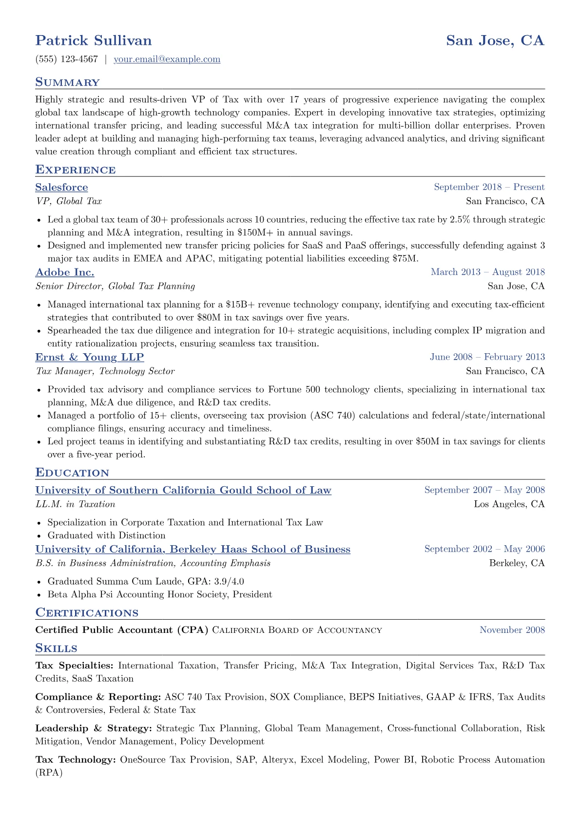 VP of Tax - Tech Focus version - Page 1