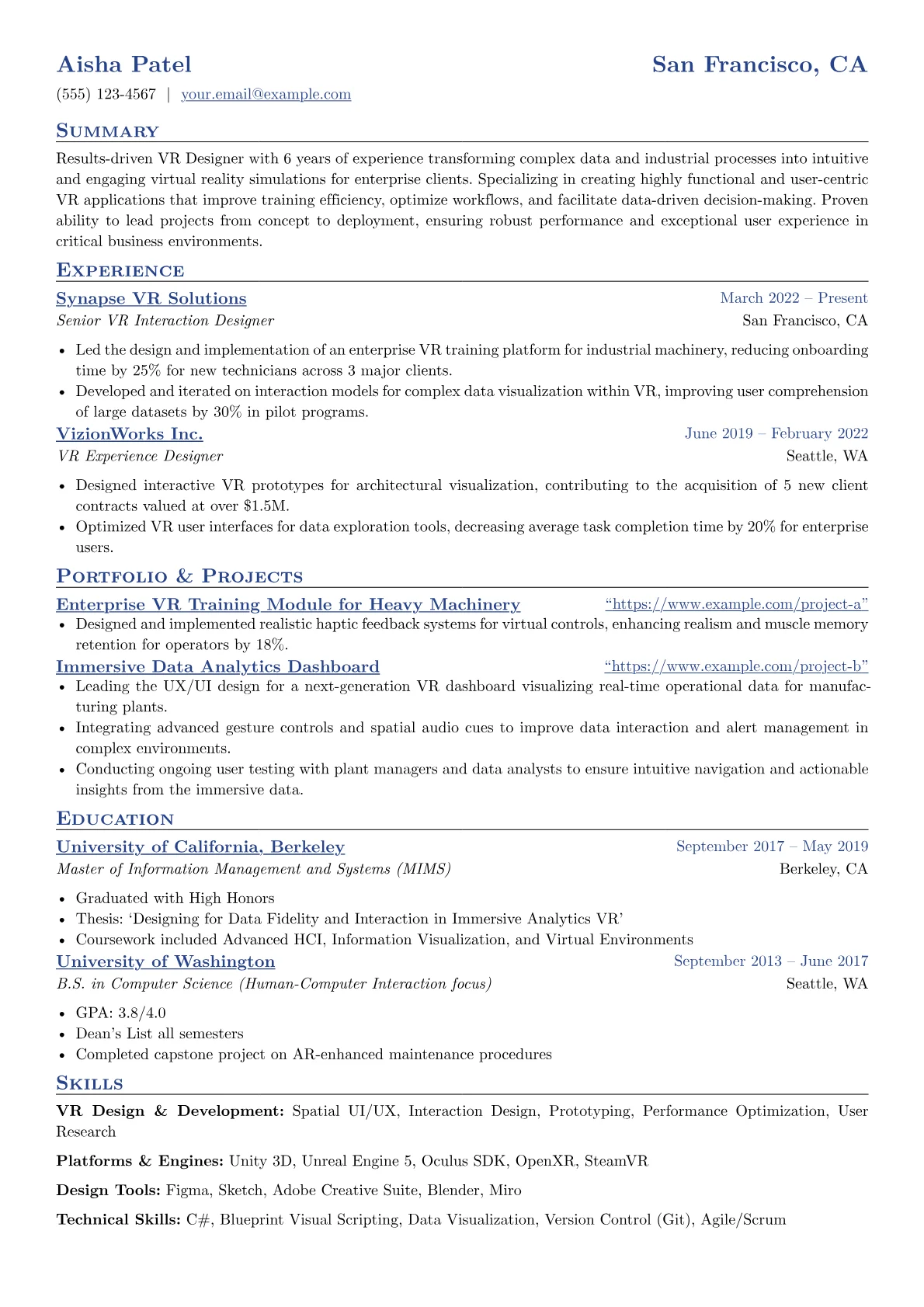VR Design & Development version - Page 1