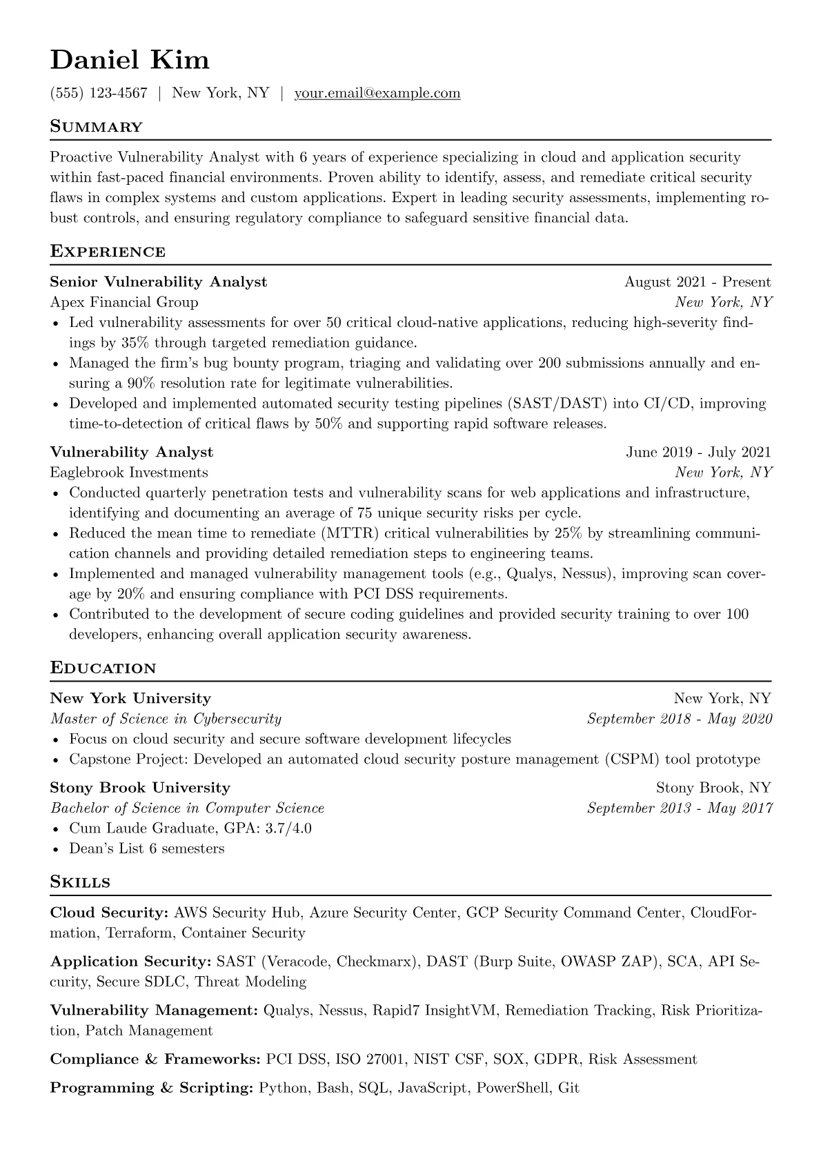 Vulnerability Analyst version - Page 1