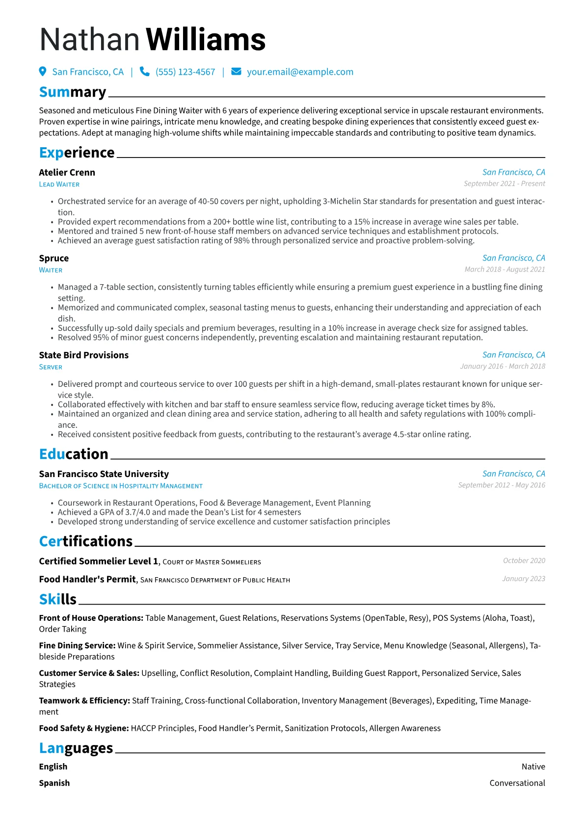 Fine Dining Specialist version - Page 1