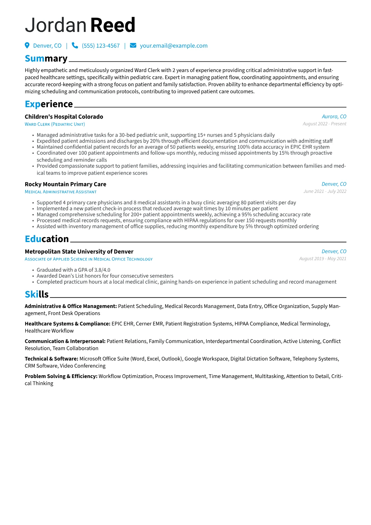 Pediatric Ward Clerk version - Page 1