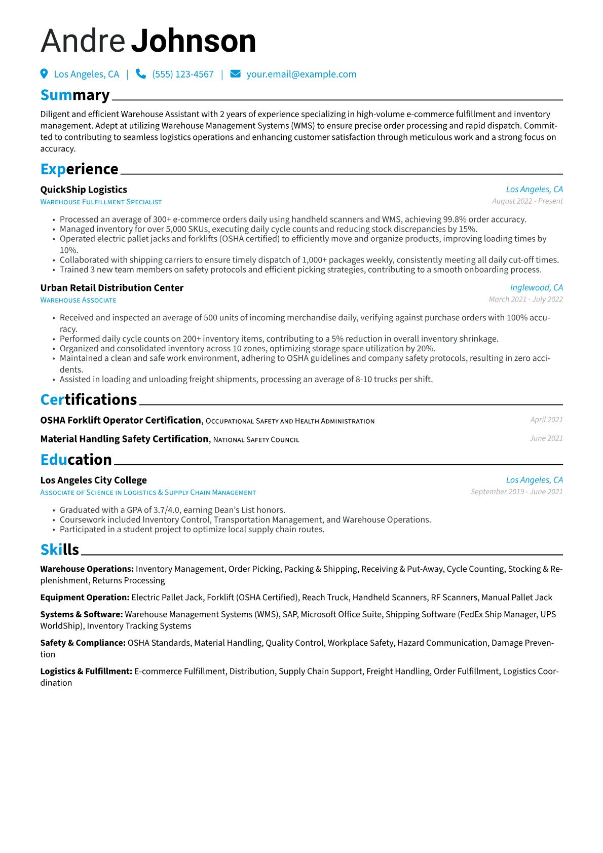 Warehouse Operations version - Page 1