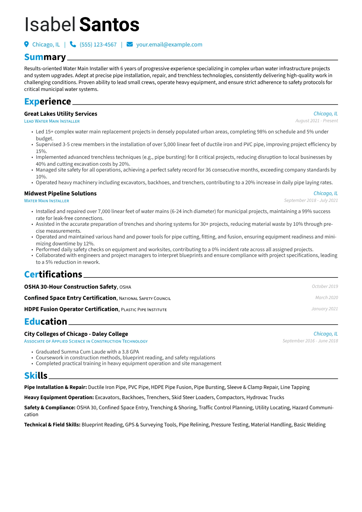 Water Main Installer version - Page 1