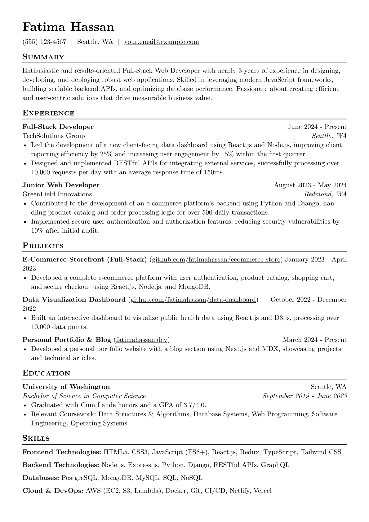 Web Developer With No Experience resume example, Web Developer With No, page 1