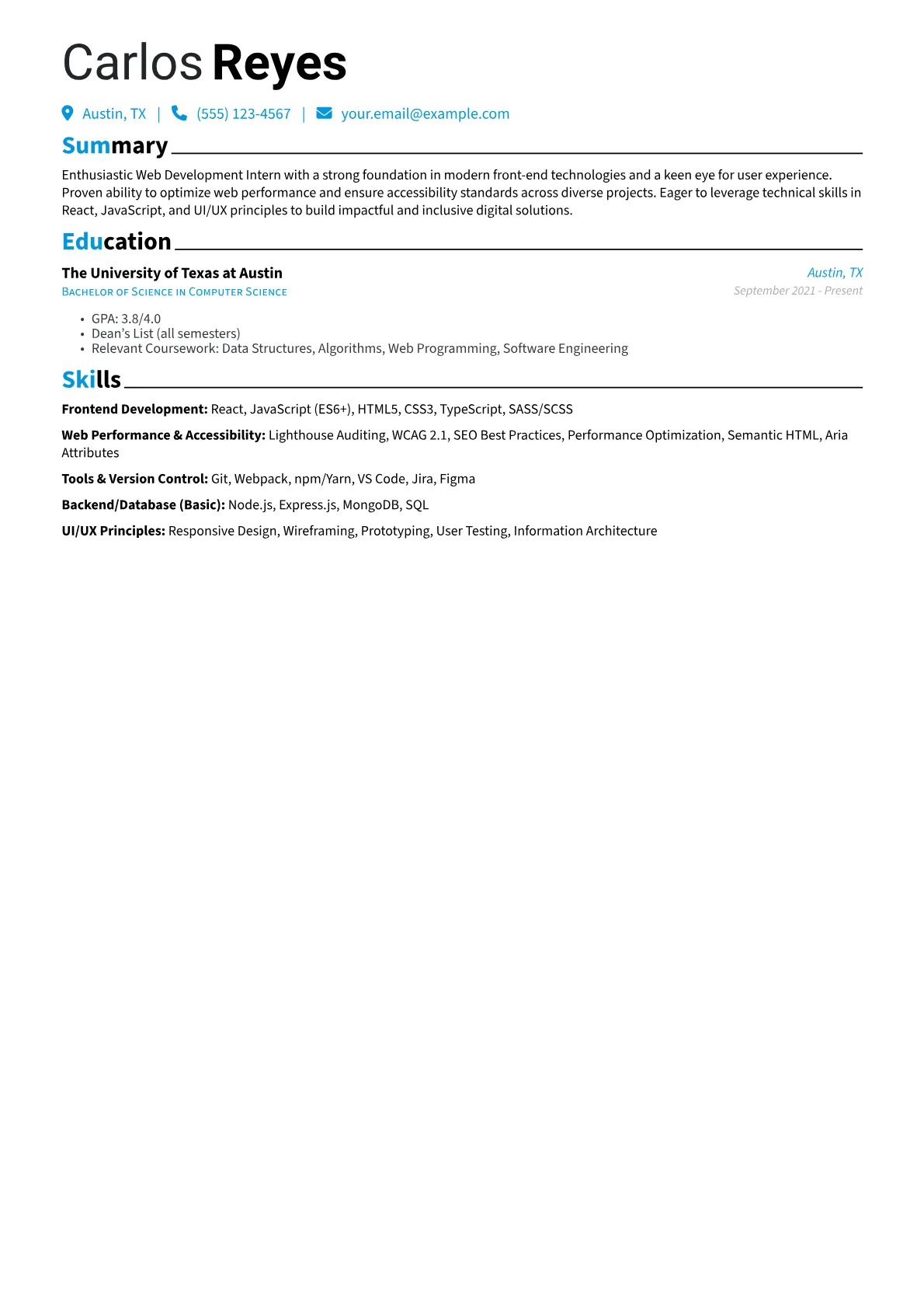 Web Development Intern version - Page 1