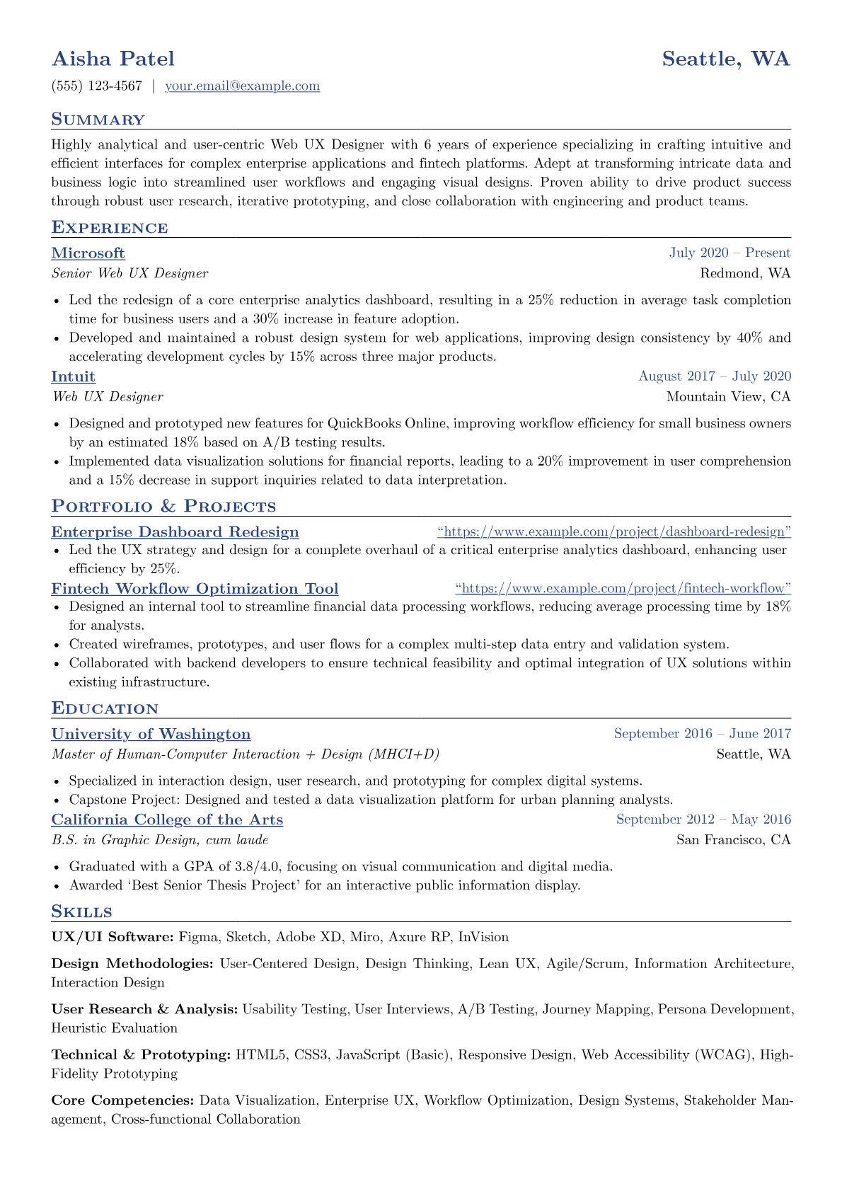 Enterprise Web UX version - Page 1