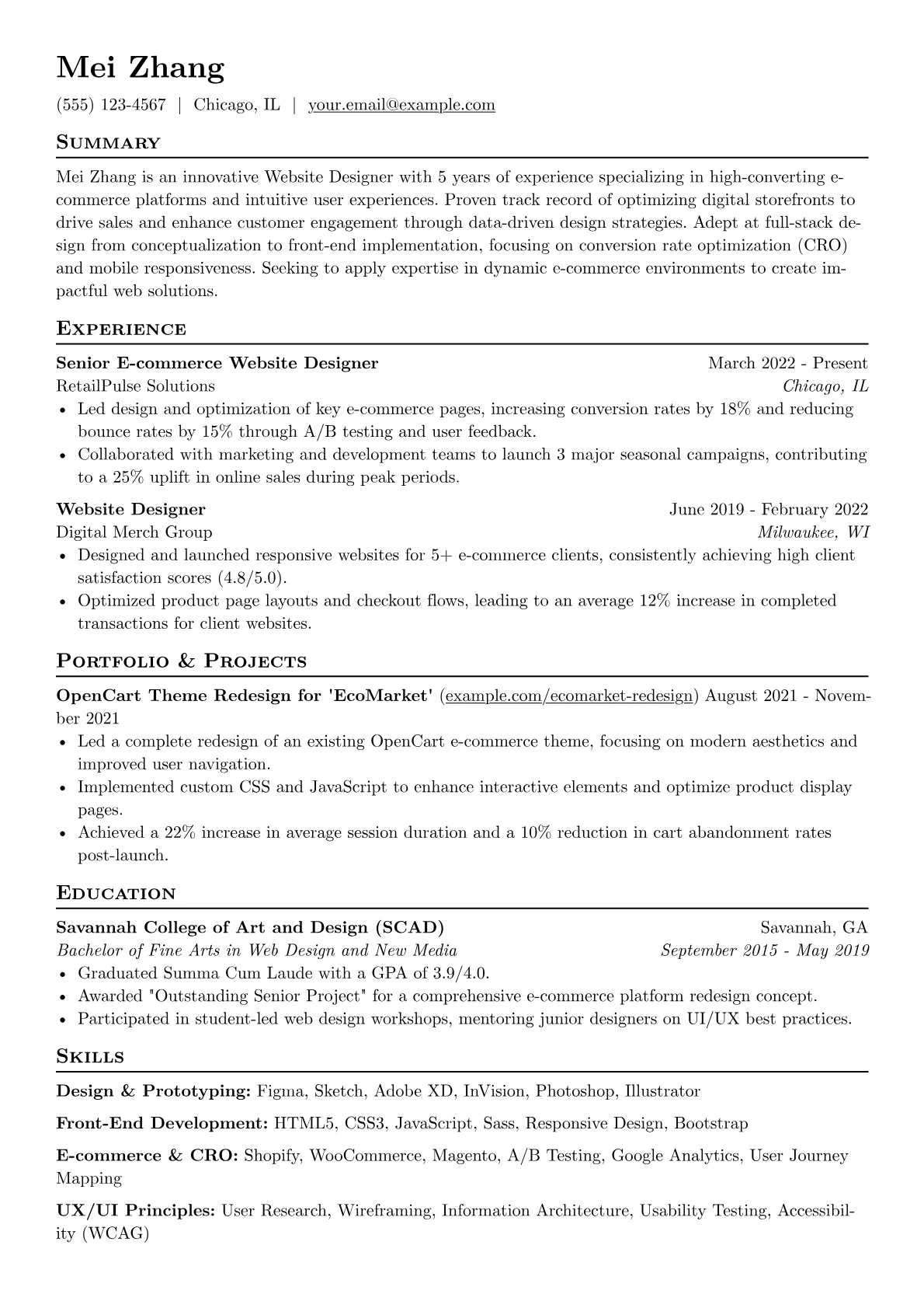 Website Designer version - Page 1