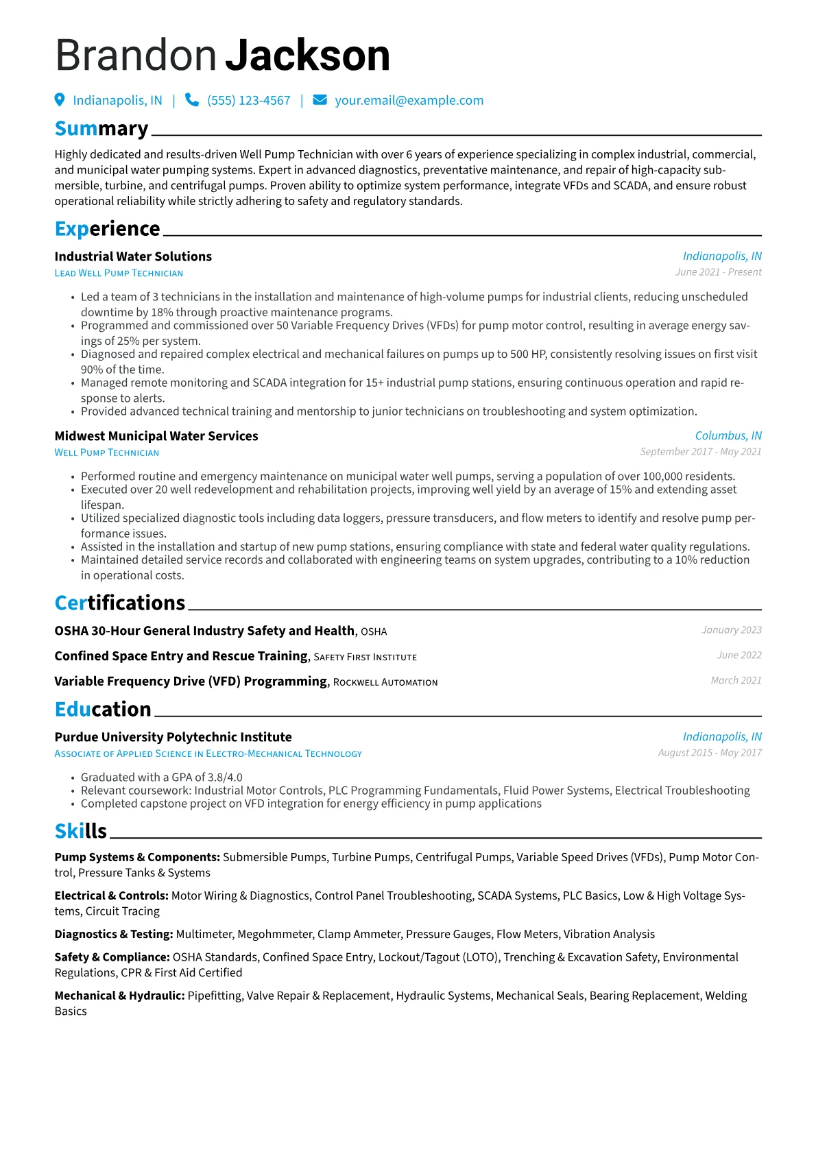 Well Pump Technician version - Page 1