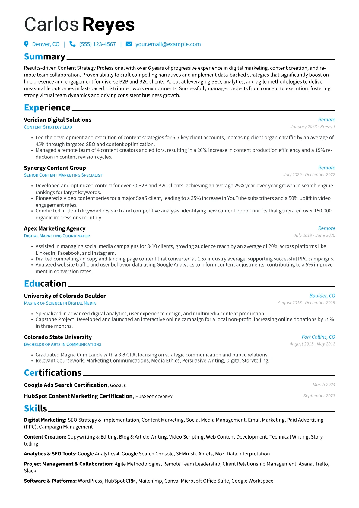 Work From Home resume example, Work From Home, page 1