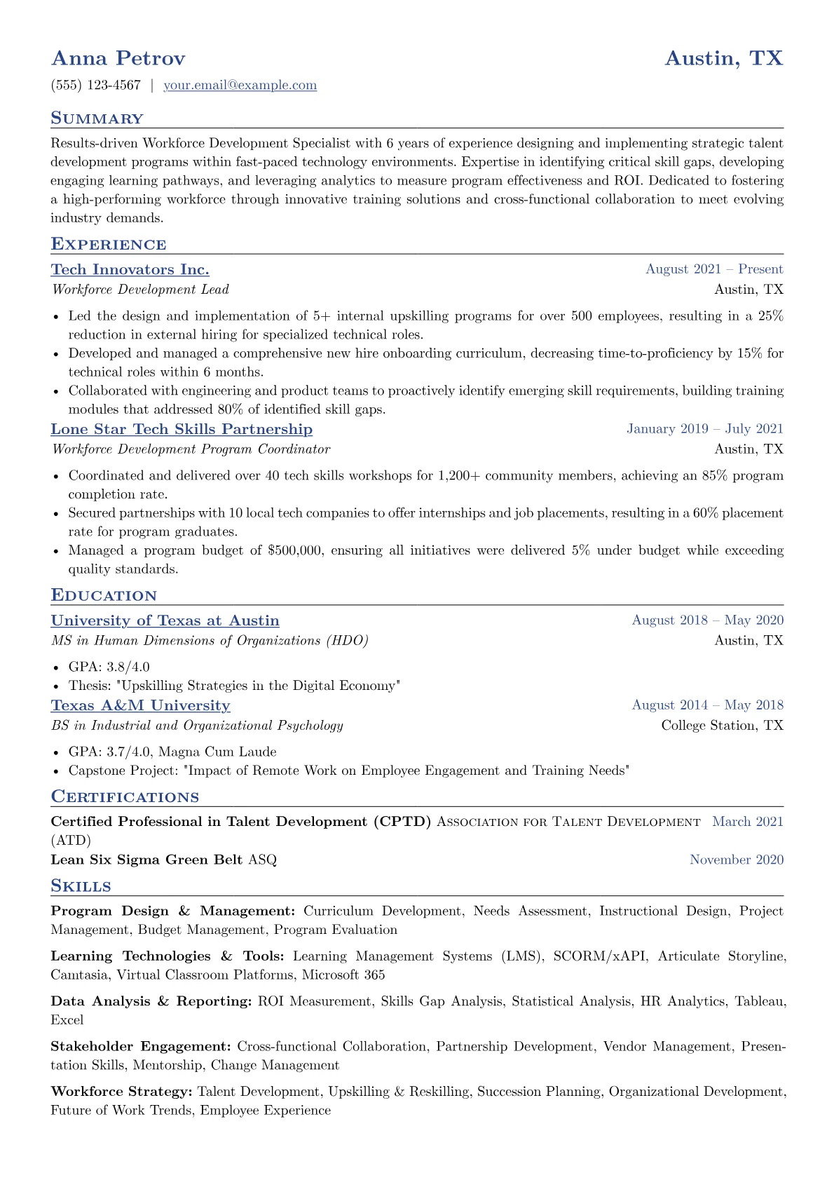 Workforce Development version - Page 1