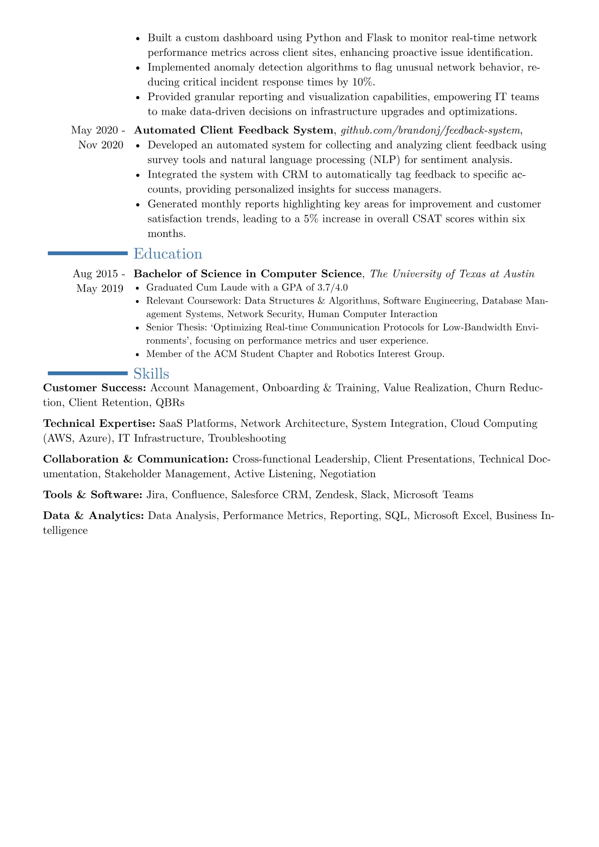 Zoom resume example, Career changer, page 2