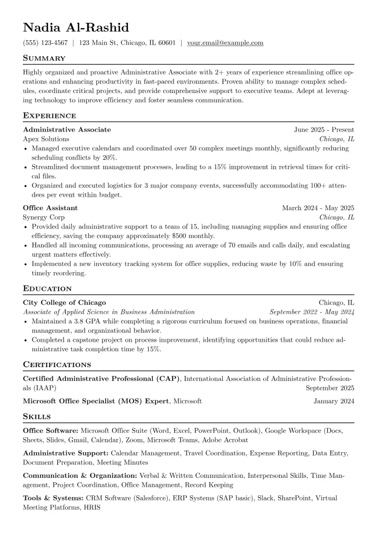 Administrative Associate Resume Example preview