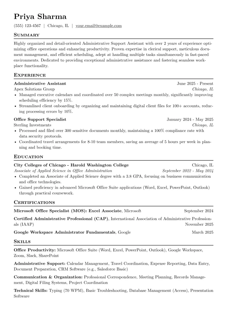 Administrative Support Assistant Resume Example preview