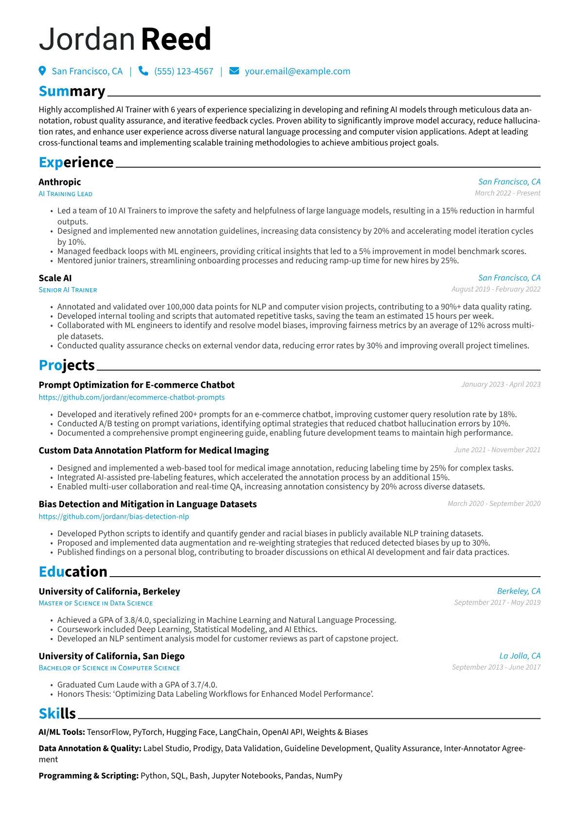 CV template - Page 1